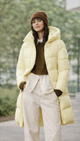 OURYE Women's Down Puffer Jacket - Knee Length in White