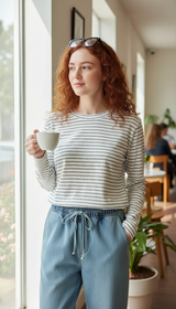 Women's Silk Wool Long Sleeve T-Shirt - Soft - Front View