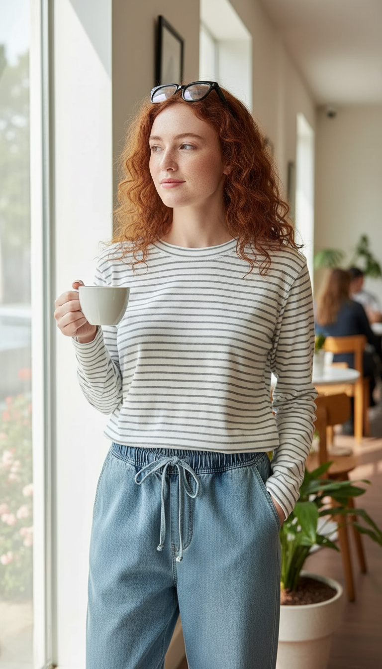 Women's Silk Wool Long Sleeve T-Shirt - Soft - Front View