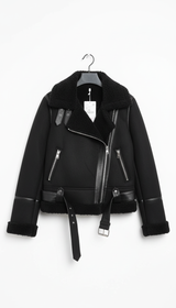 Women's Faux Shearling Moto Jacket - Warm Suede - Side View