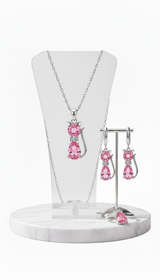 Sterling Silver Cat Necklace and Earring Set - - Image 5