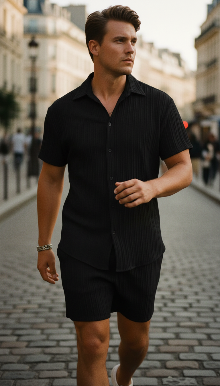 OURYE Men's Knit Two-Piece Set - Relaxed in Black