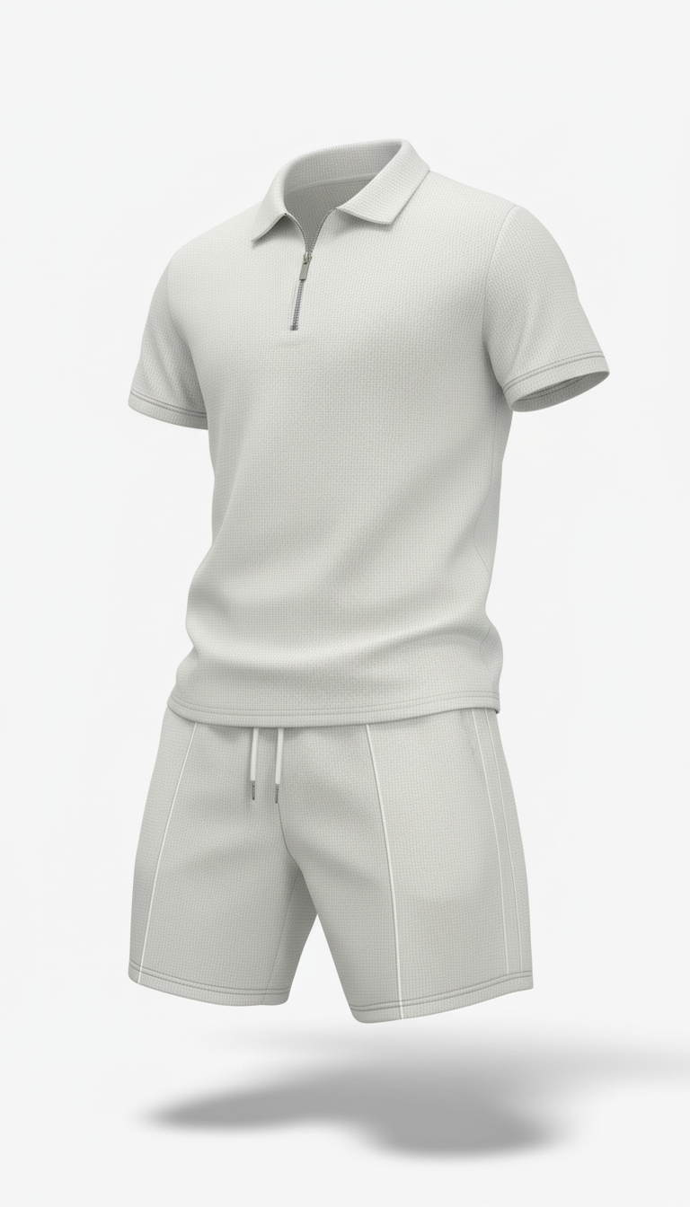 OURYE Men's Waffle Knit Two-Piece Set - Regular Fit in Black