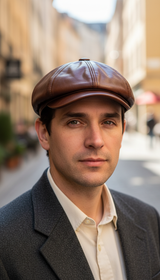 Men's Genuine Leather Beret Hat - Cowhide Duck - Front View