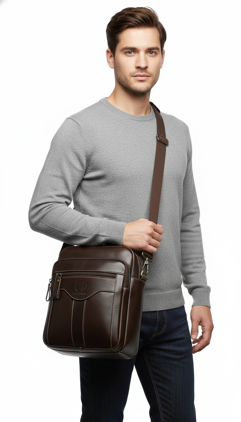 OURYE Men's Cowhide Bags - Coffee