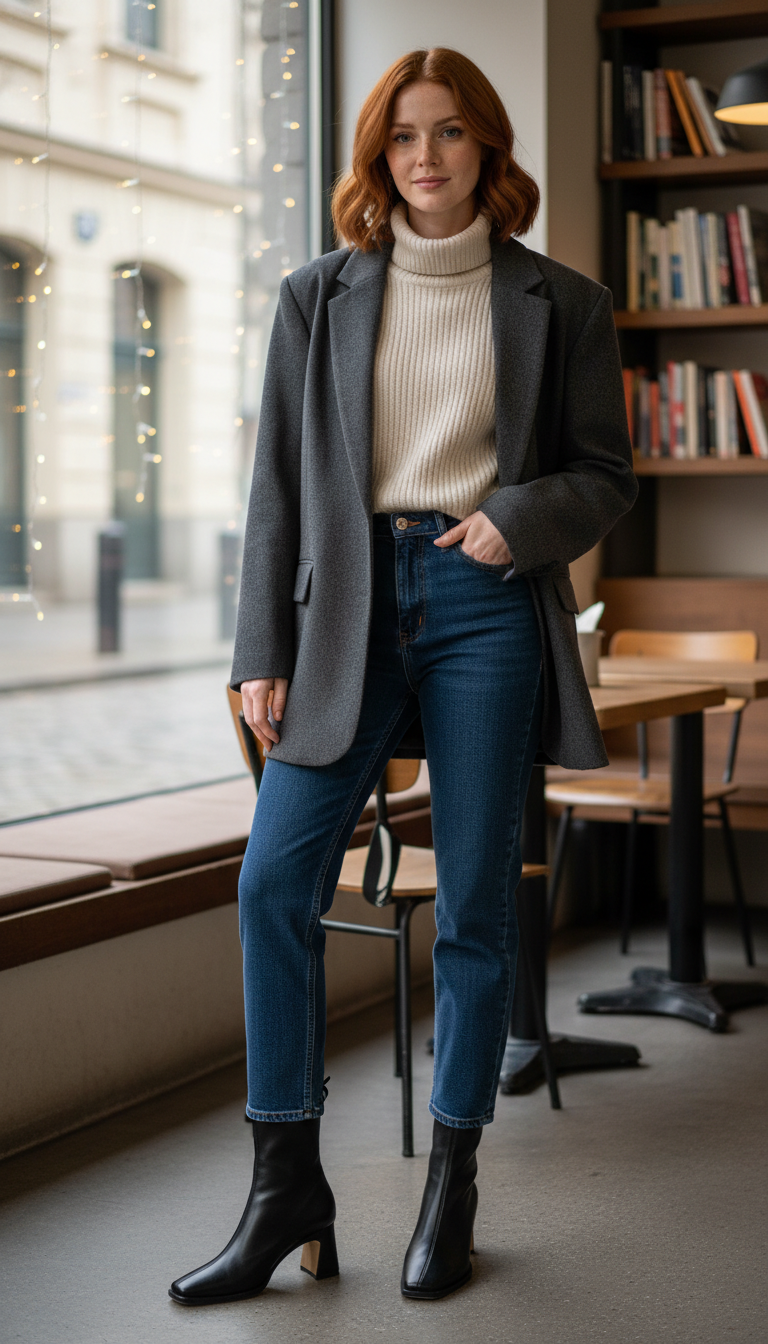 Women's Vintage Ankle Boots - Warm Cotton Square - Side View