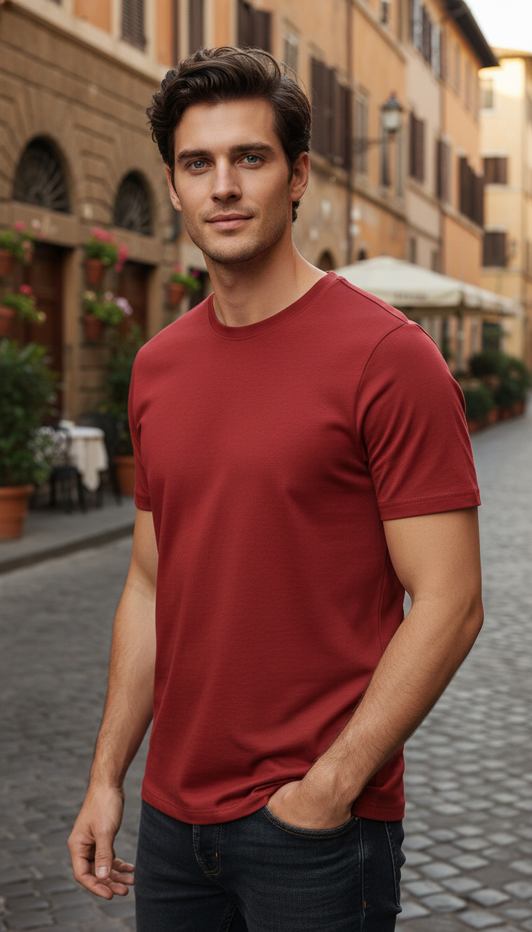 OURYE Men's Waffle Knit T-Shirt - Regular Fit in Stone