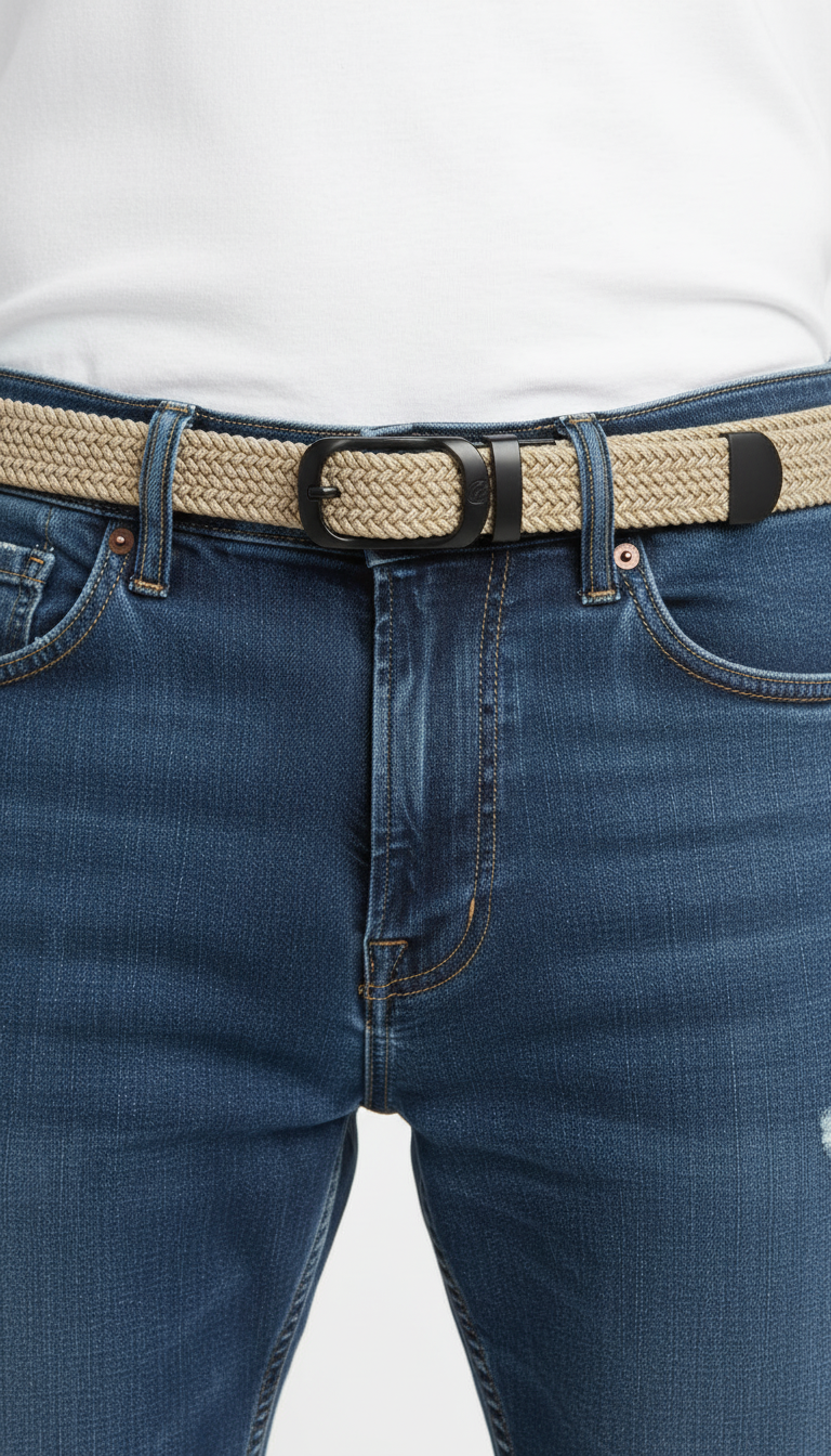 Unisex Woven Elastic Belt - No-Punch Casual Outdoor Sports Work Belt for Men & Women