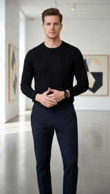 Men's Slim Fit Business Casual Pants - Elastic - Front View