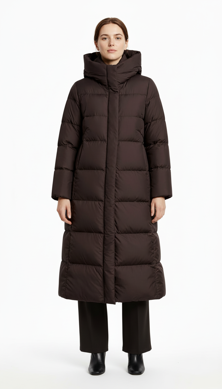 OURYE Women's Down Puffer Jacket - Knee Length in White