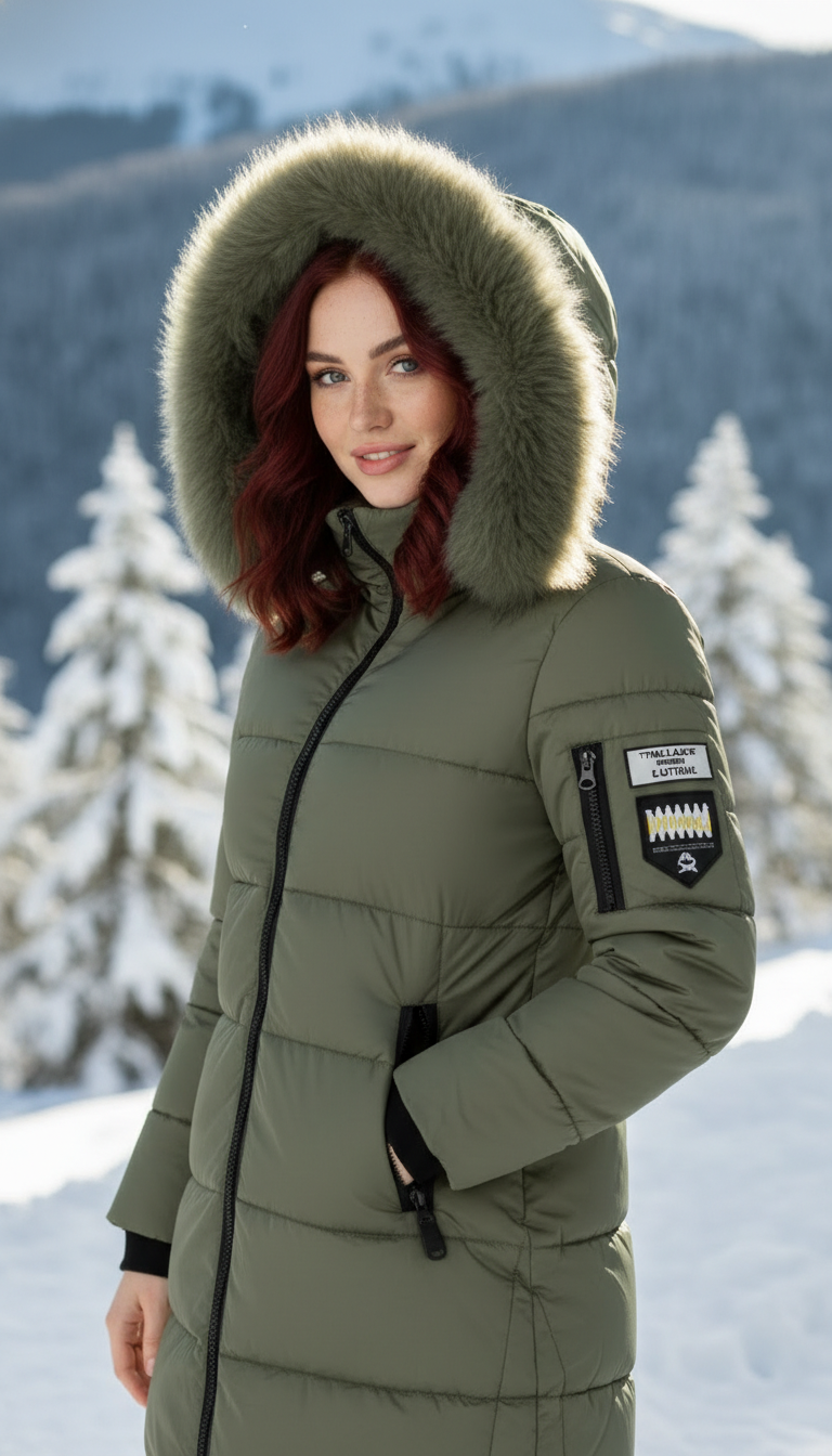 Women's Long Fur Collar Hooded Parka - Elegant - Image 8