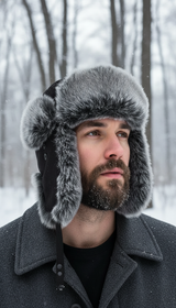 Unisex Faux Fur Trapper Hat - Russian Ushanka - Back View