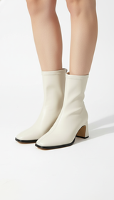 OURYE Women's Cotton Jeans Boots - Cropped in White