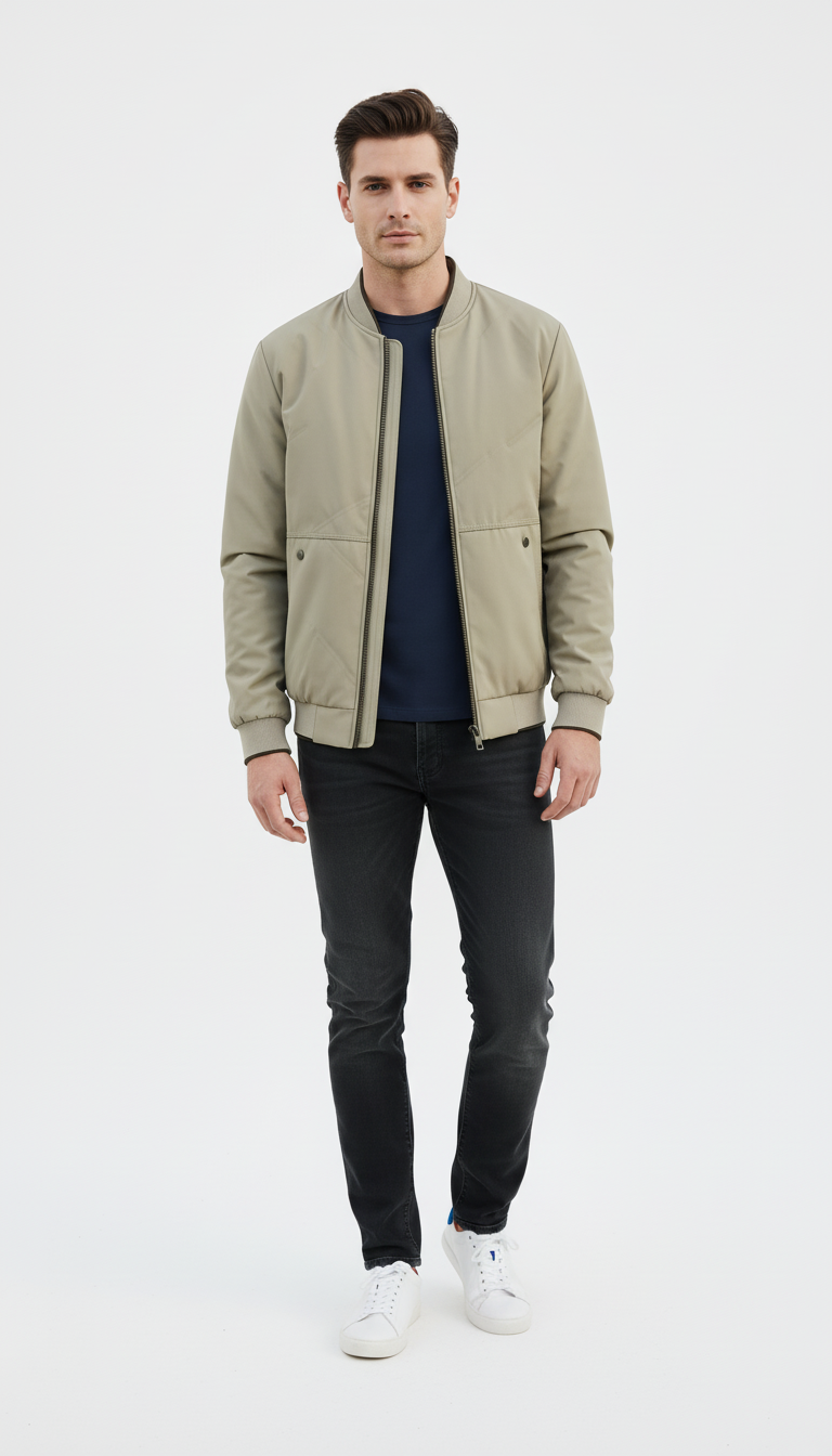 OURYE Men's Cotton Bomber Jacket - Relaxed in Coffee
