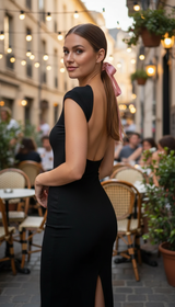 Backless Maxi Dress – Women's Elegant Bodycon Long - Back View