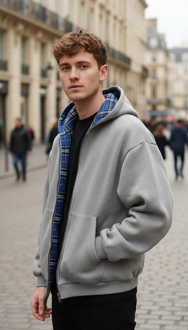 OURYE Men's Zip Hoodie - Oversized in Black