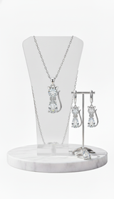 Sterling Silver Cat Necklace and Earring Set - - Image 7