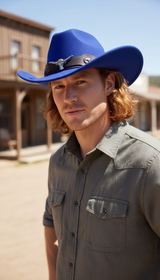 Western Cowboy Hat with Roll Brim - Felt - Front View