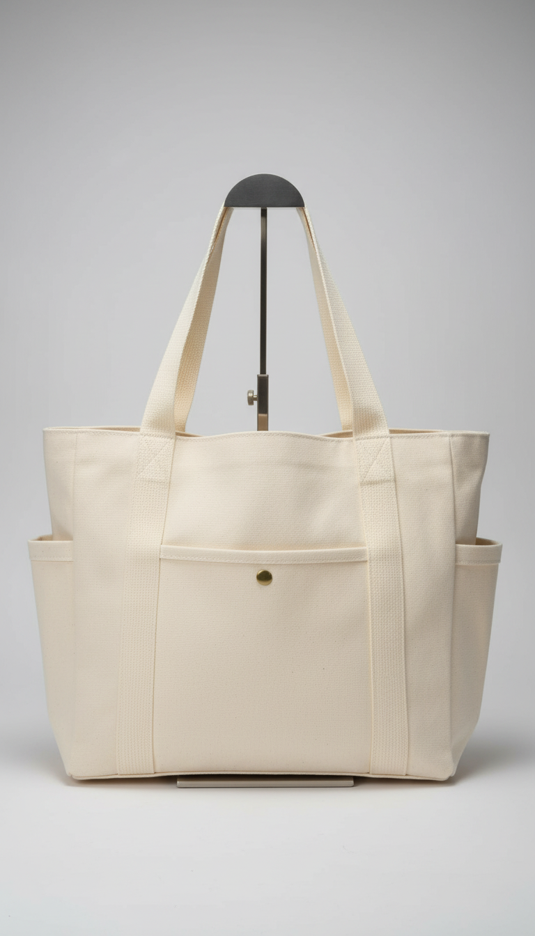 OURYE Women's Canvas Tote Bag - Structured in Ivory