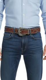 Western Cowboy PU Leather Belt - Men's Waist Strap with Bull Decoration & Floral Engraving