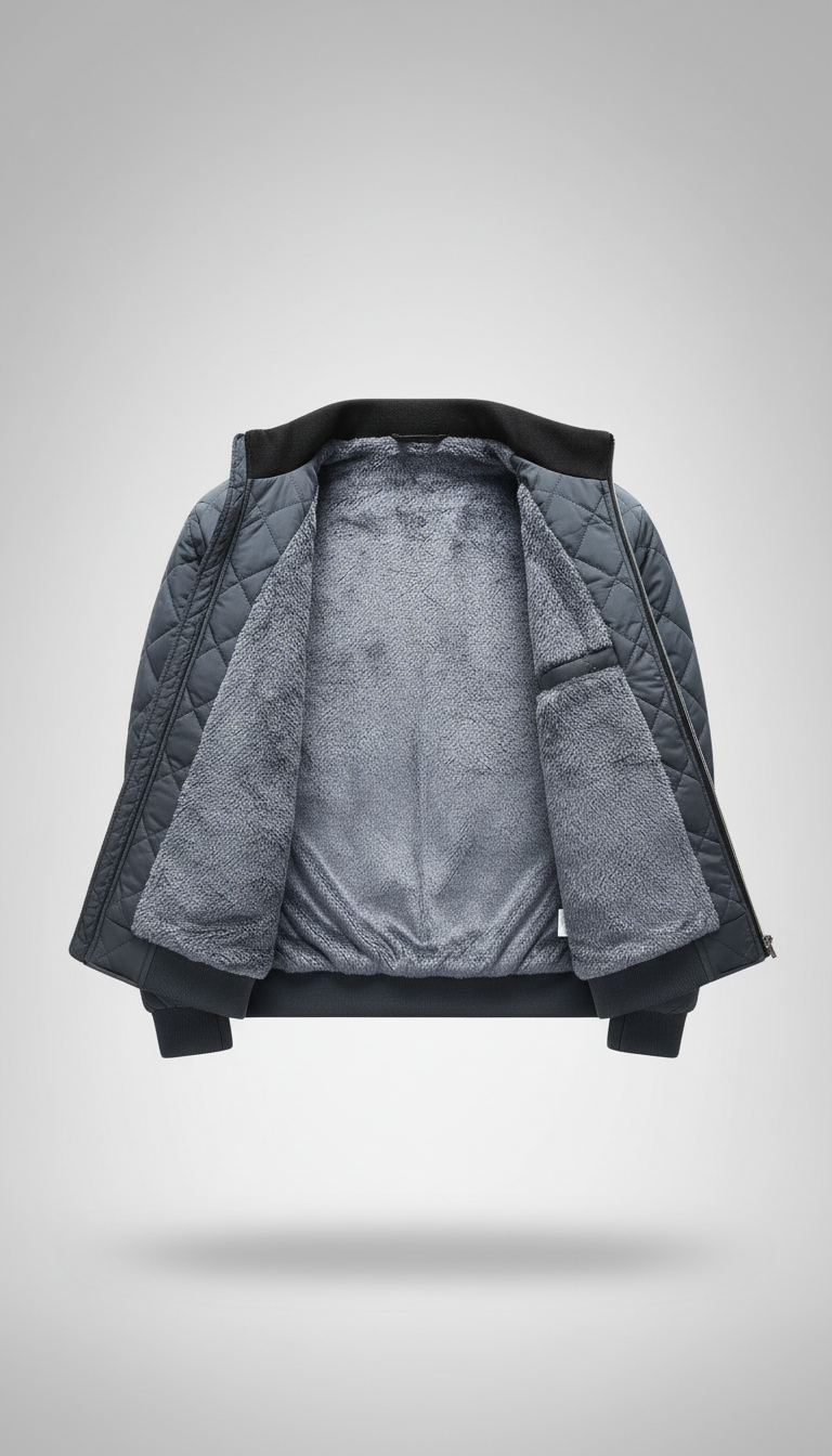 OURYE Men's Quilted Bomber Jacket - Slim Fit in Black