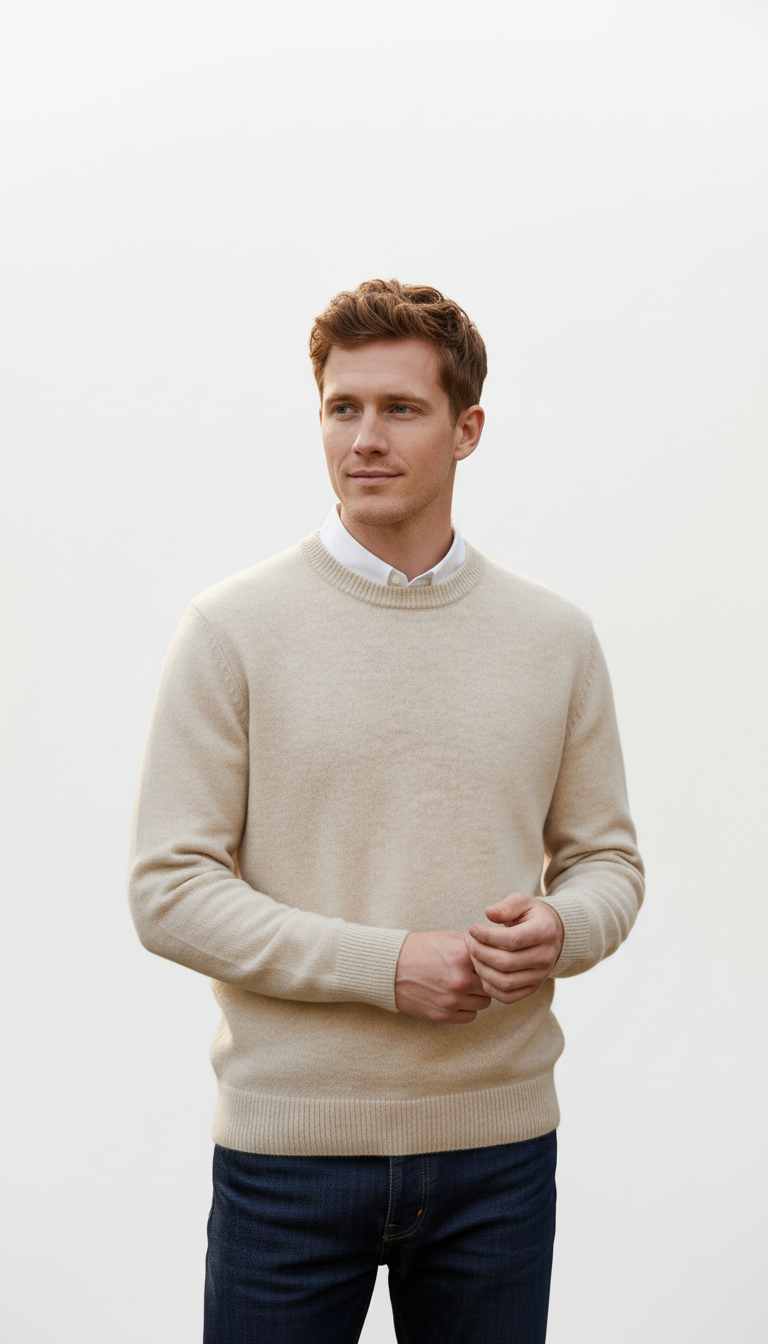 OURYE Men's Cashmere Pullover Sweater - Oversized