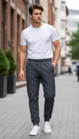 Men's Down Cotton Pants - Waterproof Thicken Fleece - Front View