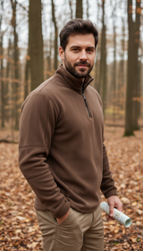 Men's Thicken Warm Fleece Jacket - Zipper Neck - Side View