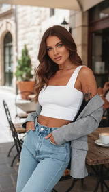 Women's Square Neck Crop Top - Backless Sleeveless Summer Tank