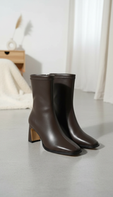 Women's Vintage Ankle Boots - Warm Cotton Square - Back View