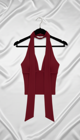 Women's Backless Scarf Tank Top - Adjustable Tie - Side View