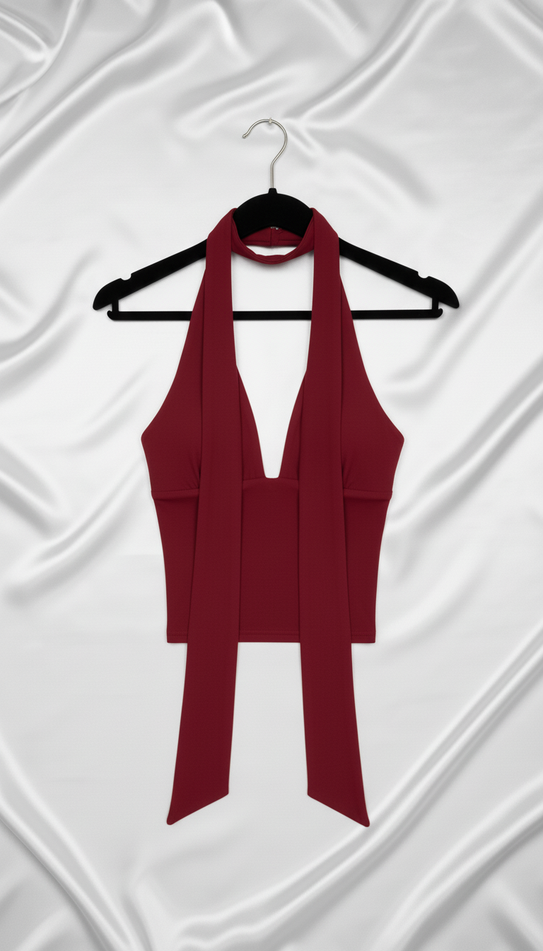Women's Backless Scarf Tank Top - Adjustable Tie - Side View