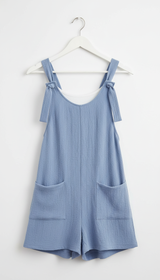 Women's Sleeveless Wide Leg Romper - Casual Jumpsuit - Side View