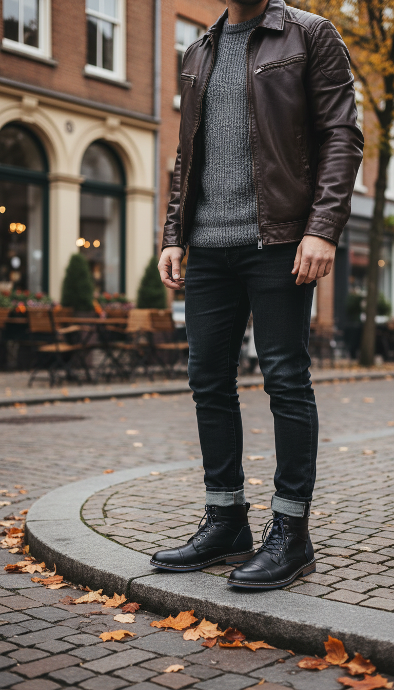 Men's Western Ankle Boots - Zip-Up Casual Dress - Back View