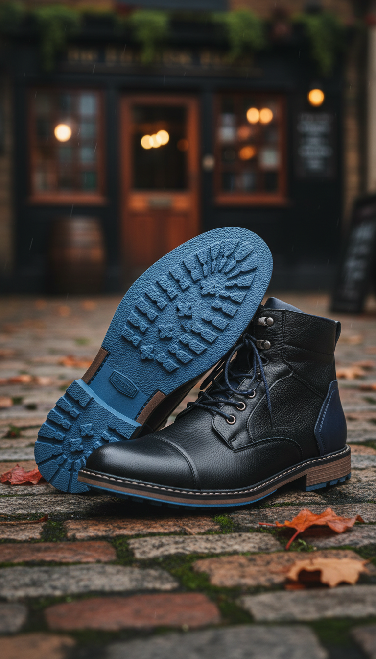 Men's Western Ankle Boots - Zip-Up Casual Dress - Detail Close-Up