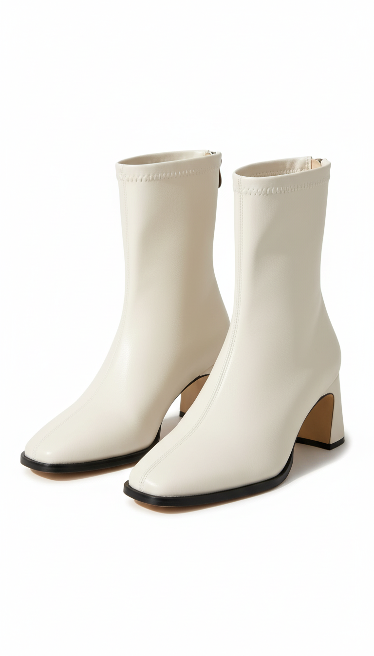 OURYE Women's Cotton Jeans Boots - Cropped in White