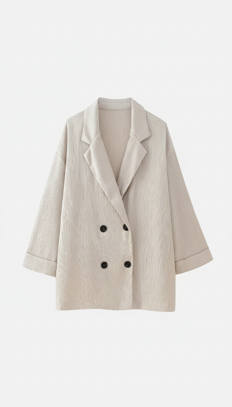 Women's 2-Piece Suit Set - Double Breasted V-Neck - Back View