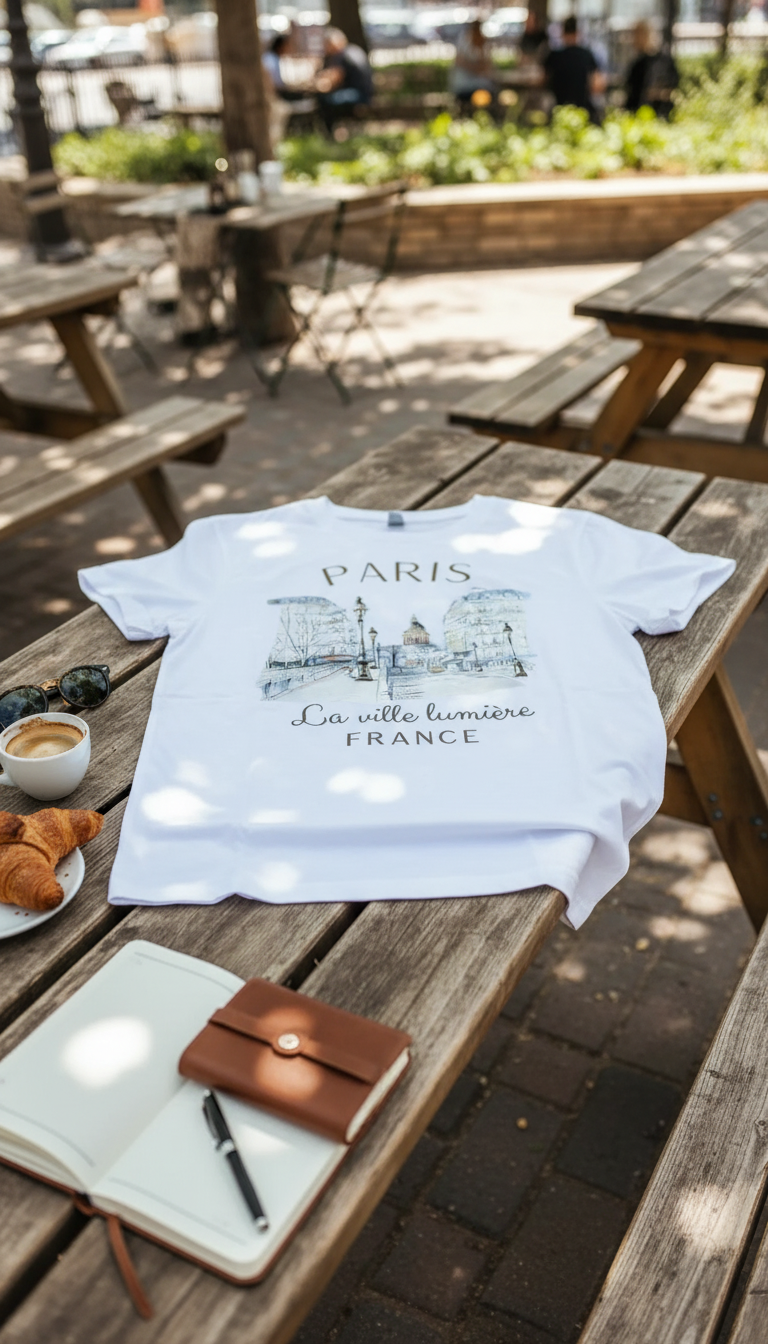 Women's Paris Print Graphic T-Shirt - 90s Style - Back View