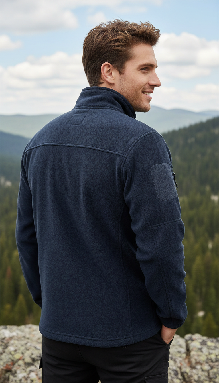 Men's Fleece Jacket - Soft Warm Windproof Full - Side View
