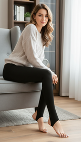Women's Thermal Fleece Tights - High Waist Pantyhose - Front View