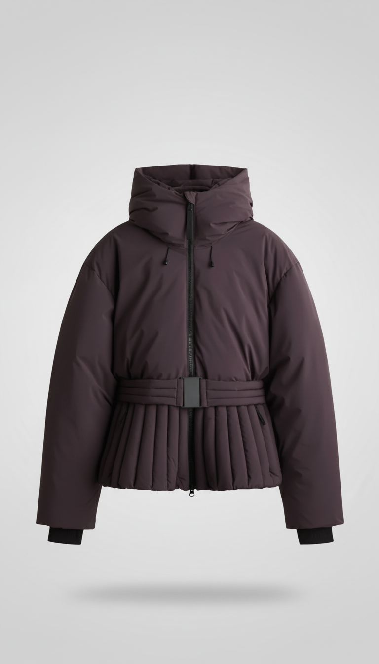 OURYE Women's Hooded Down Jacket - Cropped in Cream
