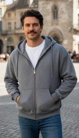 Men's Comfortable Fleece Hooded Sweatshirt Zipper Jacket Sports Shirt Long Sleeved Sweatshirt and Hooded Coat