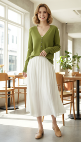 Women's V-Neck Cardigan - Loose Fit Button-Up Sweater - Image 16