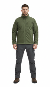 OURYE Men's Fleece Overcoat Jacket - Regular Fit in Green