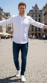 Wrinkle-Free Business Shirt – Men's Long Sleeve High - Side View
