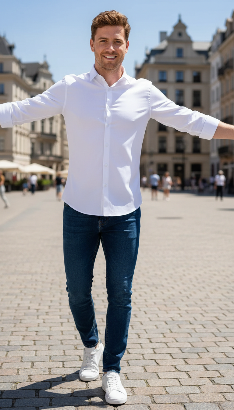 Wrinkle-Free Business Shirt – Men's Long Sleeve High - Side View