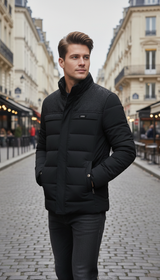 Pufferjacke Herren Plüsch Verdickte Parkas Stehkragenjacke Herrenmantel Warmer Dicker Reißverschlussmantel Gepolsterter Übermantel für Herren