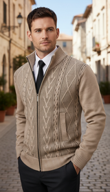 Men's Premium Cashmere Knit Coat - Thermal Jacket - Side View