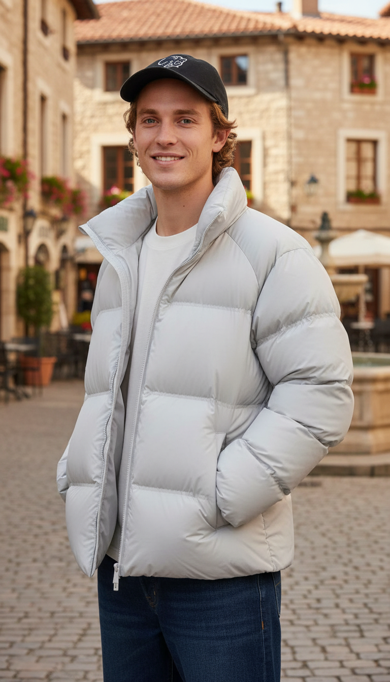 OURYE Men's Down Puffer Jacket - Relaxed in Chocolate