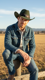 Western Cowboy Hat with Roll Brim - Felt - Side View